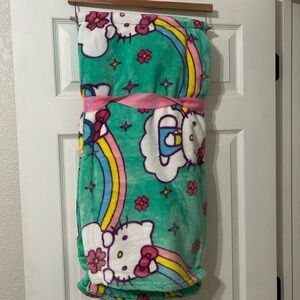 Green Hello kitty rainbow blanket